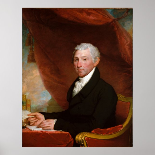 Poster Presidente dos EUA James Monroe por Gilbert Stuart (Frente)