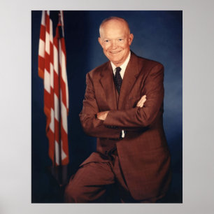 Pôster Presidente Eisenhower e a bandeira americana