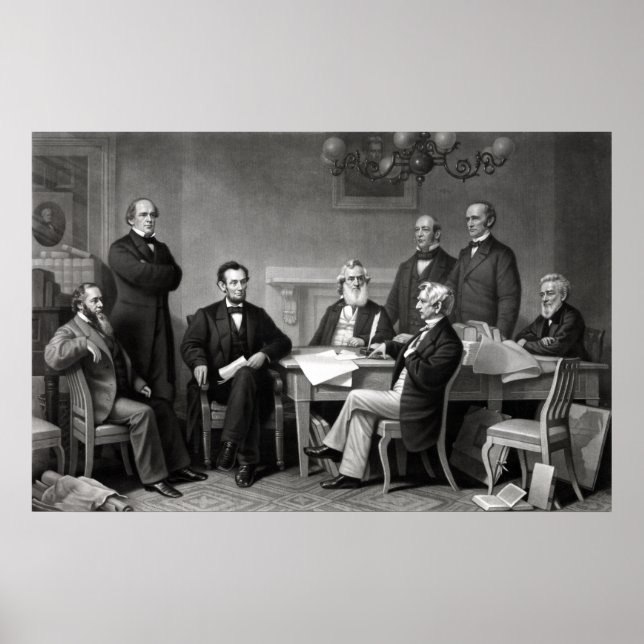 Poster Presidente Lincoln e seu gabinete (Frente)