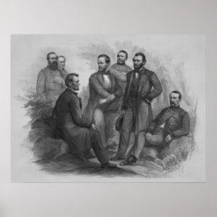 Pôster Presidente Lincoln e seus comandantes