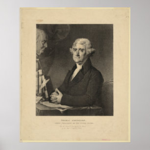 Pôster Presidente Litografia de THOMAS JEFFERSON ó E.U.