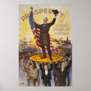 Poster Presidente McKinley que está em uma moeda gigante