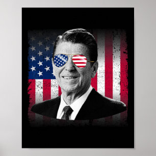 Poster Presidente Reagan Bandeira EUA Patriótico American