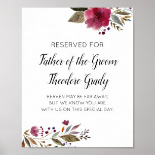 Poster Presidente Reservado Padre do Casamento de Groom B