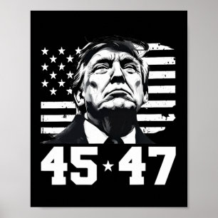 Poster Presidente Trump 45 47 Vance da bandeira americana