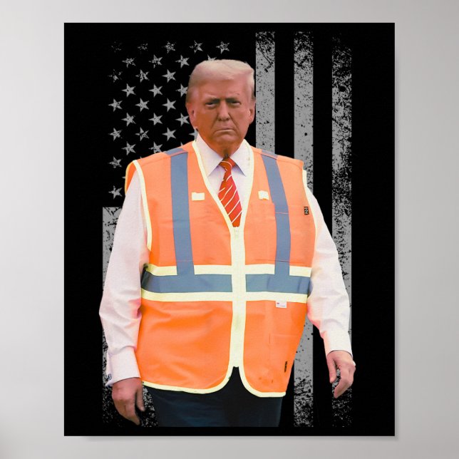 Poster Presidente Trump Garbage Truck Worker Vest Usa Fla (Frente)
