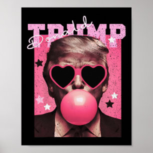 Poster Presidente Trump Soprar Chiclete Engraçado Rosa Bo