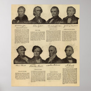 Pôster Presidentes E.U., autógrafos, biografias