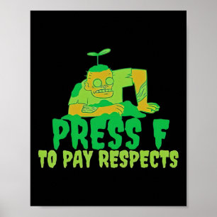Poster Pressione F Para Render Respeito ao Zumbi Meme Gam