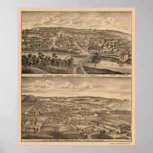 Poster Preston, mapa panorâmico do manganês - 1874