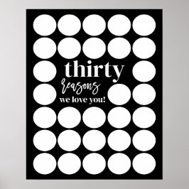 Poster Preto 30 Razões Que Te Amo Aniversário.