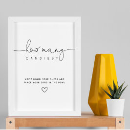 Poster Preto Adivinha Quantos Chás de fraldas De Script D