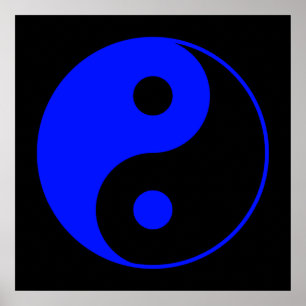 Poster preto & azul do símbolo de Yin Yang