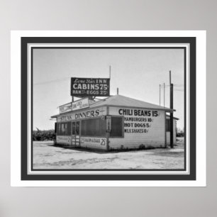 Poster preto/branco 16 x 20 do vintage da estrada