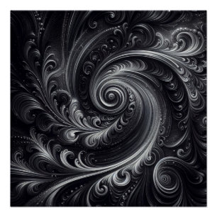 Pôster Preto Branco Cinza Abstrato Moderno Simples Redemo