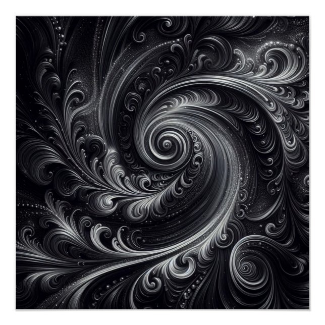 Pôster Preto Branco Cinza Abstrato Moderno Simples Redemo (Frente)