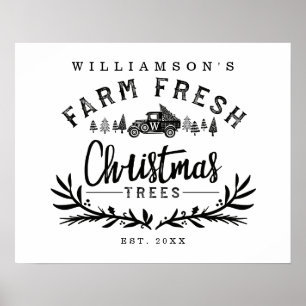 Poster Preto & branco da entrega da árvore de Natal do