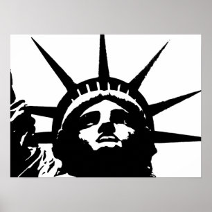 Poster preto & branco da estátua da liberdade do