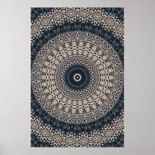 Poster preto & branco da mandala da coruja