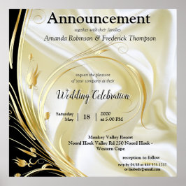 Poster Preto com Dourada textura de Seda