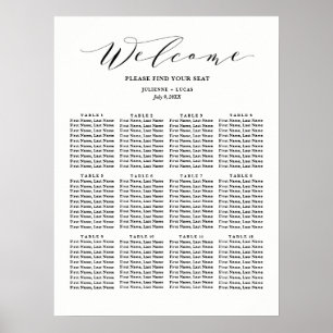 Pôster Preto da carta do assento do casamento da