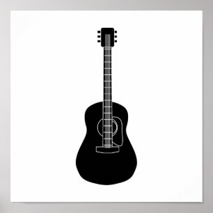 Pôster Preto da guitarra acústica