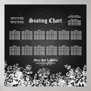 Pôster Preto do Flourish do Victorian da carta do assento
