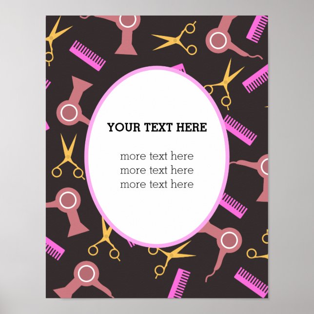 Poster preto do Salão de Cabelo (Frente)