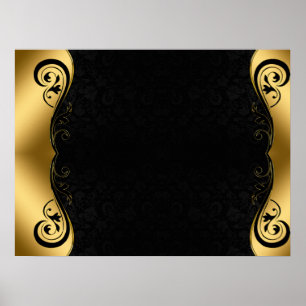 Poster preto Dourado da arte abstracta