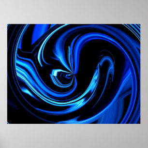 Poster preto e azul abstrato da arte