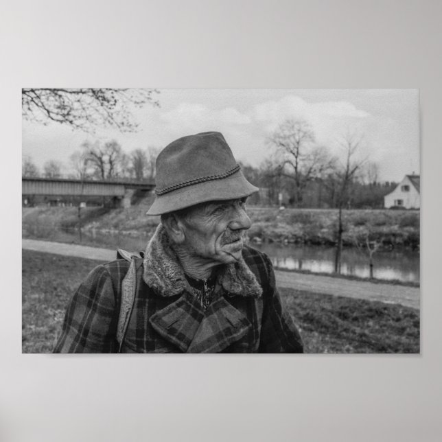 Poster Preto e Branco 1968 Retrato Europeu de um Homem (Frente)