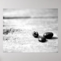 Preto e branco 3 feijões de café inteiros escuros 