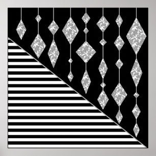 Poster Preto e branco, abstrato, geométrico, simples, Dig