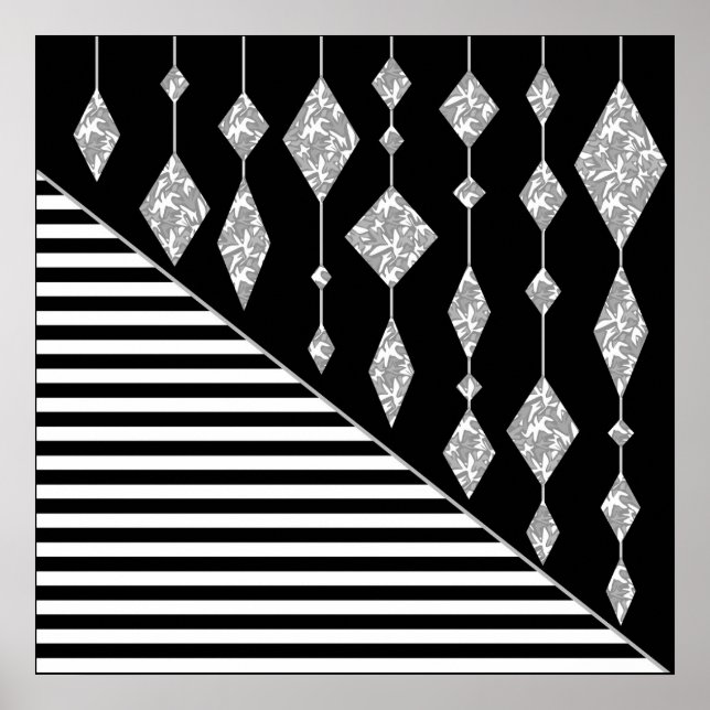 Poster Preto e branco, abstrato, geométrico, simples, Dig (Frente)