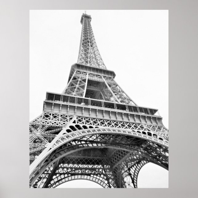 Poster preto e branco da Torre Eiffel (Frente)