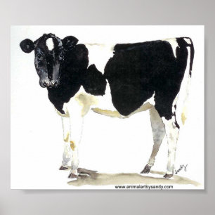 poster preto e branco da vaca