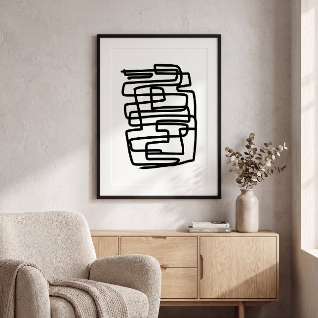 Poster Preto e branco geométrico simples contemporâneo (Criador carregado)