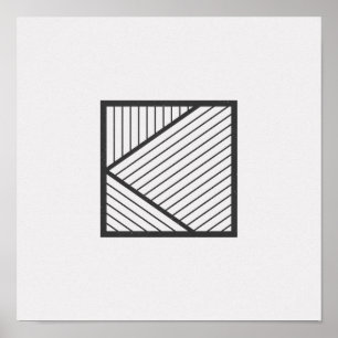 Poster preto e branco quadrado listrado