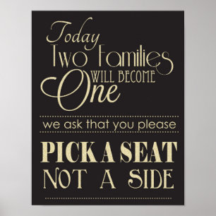 Poster Preto e picareta Dourado Seat não um sinal latera