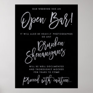 Poster Preto E Prateado Nosso Casamento Tem Um Sinal De B