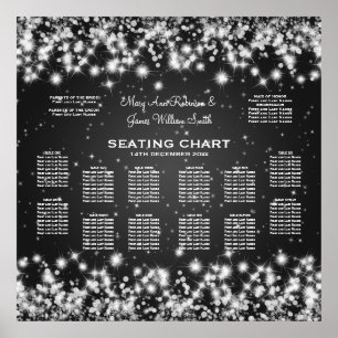 Pôster Preto elegante da faísca do inverno da carta do