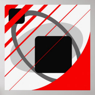Pôster Preto esbranquiçado cinzento vermelho abstrato