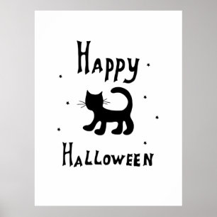 Poster Preto Feliz Halloween assustador