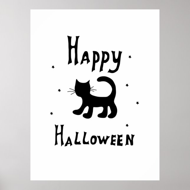 Poster Preto Feliz Halloween assustador (Frente)