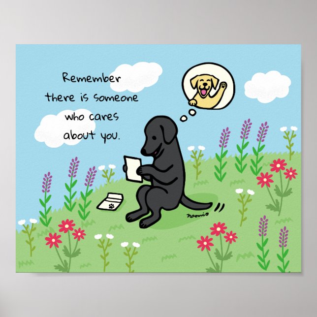 Poster Preto Labrador e Letra Alguém se Preocupa (Frente)