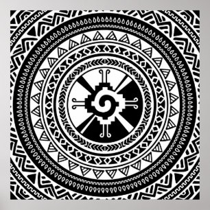 Poster Preto maia e ouro do símbolo de Hunab Ku