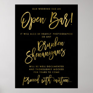 Poster Preto Nosso Casamento Tem Um Ouro Bar Aberto
