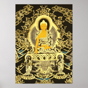 Pôster Preto-Ouro Buddha