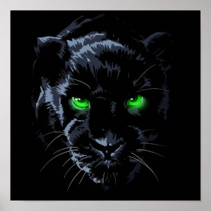Poster Preto Pantera verde preto