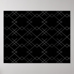 Poster Preto-prata, teste padrão moderno legal, elegante
